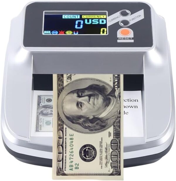 Money Counter Machine, Counterfeit Money Checker Bill Detector Machine 2 in 1 with 5 Full Detection and Long-Term Service with LED External Display Money Counter