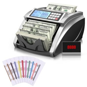 Money Counter Machine Currency Counter with Money Bands 11Colors Currency Straps for Bill