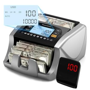 Money Counter Machine Tamodeix Bill Counter with Value Count, Dollar, Euro, MXN, UV/MG/IR/DD/DBL/HLF/CHN Counterfeit Detection Money Counter, Add and Batch Modes, Cash Counter...