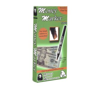Money Marker (5 Counterfeit Pens) - Counterfeit Bill Detector Pen with Upgraded Chisel Tip - Detect Fake Counterfit Bills, Universal False Currency Pen Detector Pack