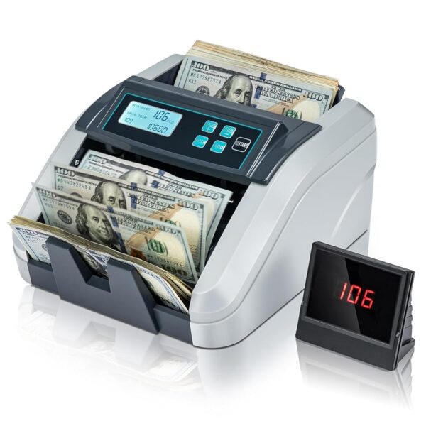 MUNBYN IMC51 Money Counter Machine Count Value, Add+Batch/Add+ Value Mode Bill Counter, UV/MG/IR/MT Detection, USD only Cash Counter,1100 Bills/min, Money Counting Machine with...