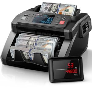 N70 Money Counter Machine Mixed Denomination, Value Counting, Bill Counter with UV/MG/IR/MT Counterfeit Detection, 3.5"TFT Display Cash Counting Machine, Printer Enabled Counter...