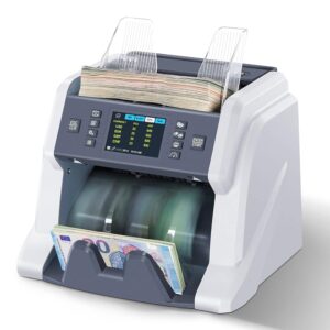 RIBAO BC-40 Mixed Denomination Money Counter Machine, Value Counting, Bill Counter Multi Currency, CIS/UV/MG/IR Counterfeit Detection for Business