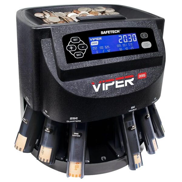 Viper V395 Coin Counter, Sorter, and Wrapper, Sorts All US Coins Including Half Dollars! Comes with 48 Preformed Wrappers, Dust Cover